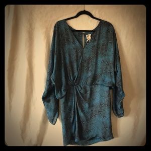 Haute Hippie blue drop waist long sleeve dress